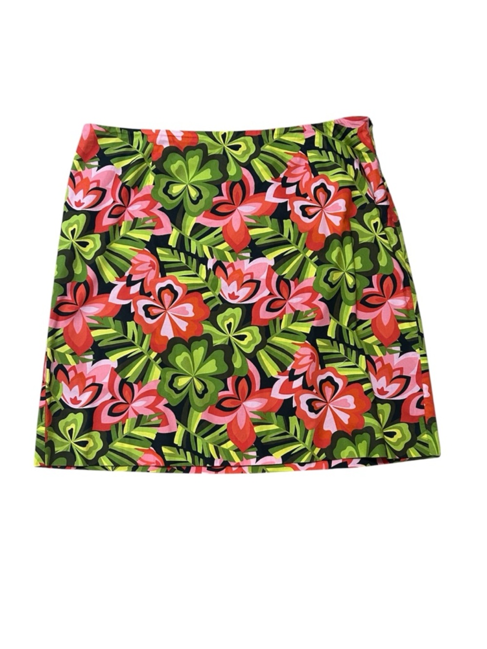 Talbots 100% Cotton Tropical Retro Floral Print Skirt Botanical Y2K Size 16